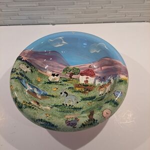 Lesal Ceramics Lisa Lindberg Van Nortwick Farm Animals Round Bowl 9"